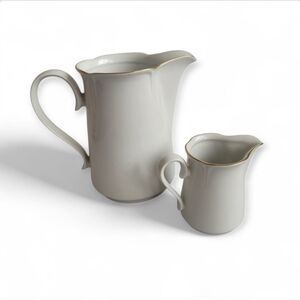 Vintage Set Of Gold Edge White Porcelain pitchers J L Menau West Germany